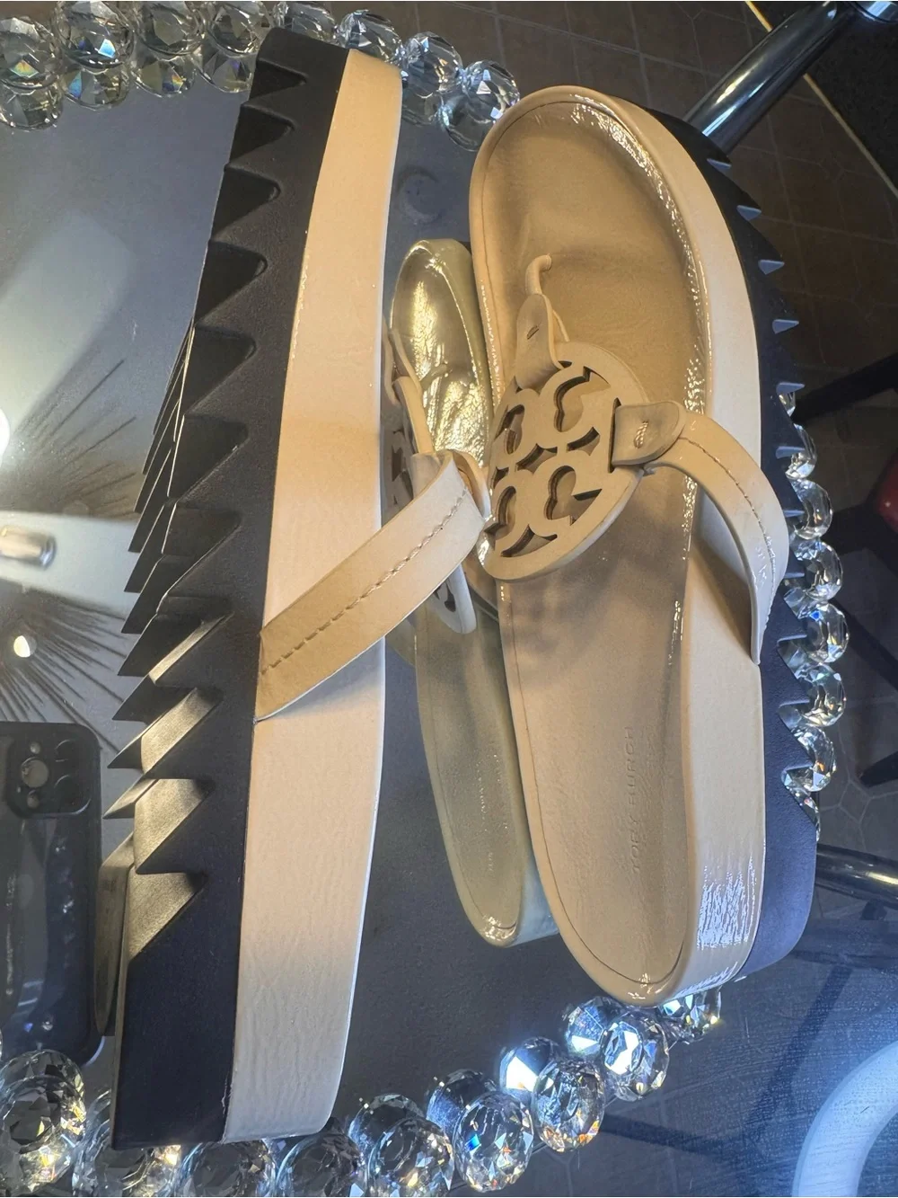 Tory Burch Miller Cloud Lug Sandal In Cream. Size 11
